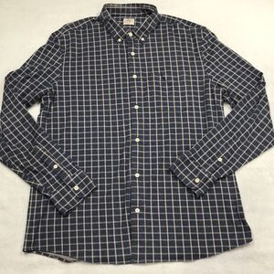 FAHERTY Coastline Flannel Shirt Men XL Blue Window Pane Check Supima Cotton